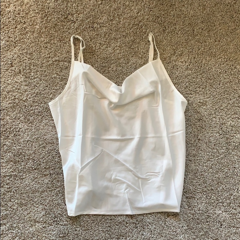 White Cowl neck silk top